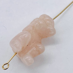 Adorable 2 Carved Rose Quartz Monkey Beads | 20.5x12x11mm | Pink