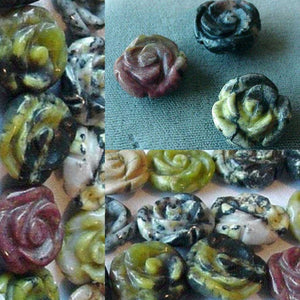 3 Beads of Carved Rose Yellow Turquoise Beads 4568 - PremiumBead Alternate Image 2