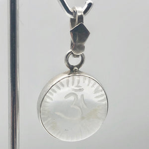 Om or Aum Quartz Sterling Silver Pendant Necklace | 21x10mm | 1 1/2" long | - PremiumBead Alternate Image 3