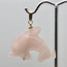 Load image into Gallery viewer, Rose Quartz Carved Dolphin 14K Gold Filled Pendant | 1.5 Inch | Pink |
