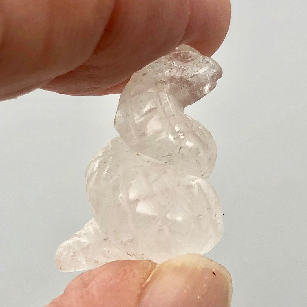 Adorable Clear Quartz Snake Figurine Worry-stone | 20x11x7mm | Clear - PremiumBead Primary Image 1