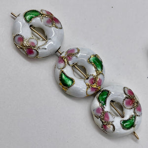 7 Flowers White Cloisonne 15x4mm Pi Circle Beads 8637A