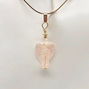 On the Wings of Angels Rose Quartz 14K Gold Filled 1.5" Long Pendant 509284RQG - PremiumBead Primary Image 1