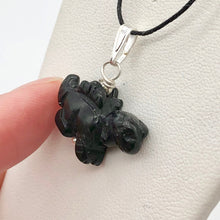 Load image into Gallery viewer, Obsidian Dinosaur Pendant Stegosaurus and Sterling Silver Pendant 509258OBS | 21x11x8mm (Stegosaurus), 7.0mm (Bail Opening), 7/8&quot; (Long) | Black - PremiumBead Alternate Image 3
