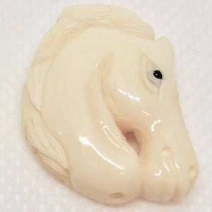 Regal Stallion Horse Pony Carved Waterbuffalo Bone Bead 10740 | 26x20.5x6.5mm | Bone - PremiumBead Primary Image 1