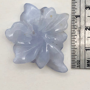35.5cts Exquisitely Hand Carved Blue Chalcedony Flower Pendant Bead - PremiumBead Alternate Image 4