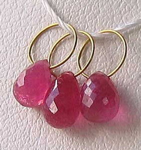 One Bead of .98cts Natural Pink Red Ruby 18K Briolette Pendant 9917A - PremiumBead Alternate Image 3