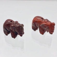 Load image into Gallery viewer, Wild 2 Hand Carved Brecciated Jasper Elephant Beads | 21x14.5x9mm | Red - PremiumBead Alternate Image 5
