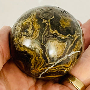 Stromatolite Scry Crystal Round Meditation Sphere | 50mm | Bronze/Black | 1 |