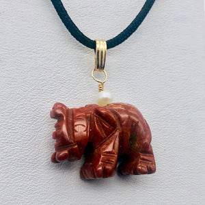 Wild Brecciated Jasper Elephant14 Kgf Pendant - PremiumBead Primary Image 1