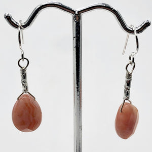 Botswana Sterling Silver Faceted Briolette Earrings | 1 1/2" Long | Peach |