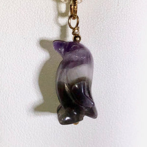 Amethyst Penguin Pendant Necklace | Semi Precious Stone Jewelry | 14k Pendant - PremiumBead Primary Image 1