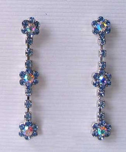 Shimmer! Blue & White Crystal Flower Fashion Earrings 10080F - PremiumBead Primary Image 1
