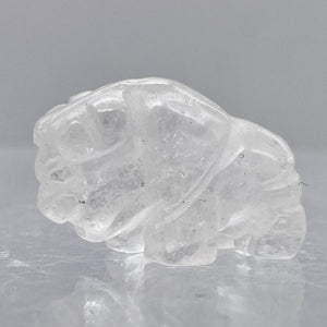 Charge! Quartz Bison / Buffalo Animal Figurine | 21x14x8mm | Clear