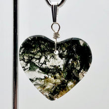Load image into Gallery viewer, Limbcast Agate Agate Valentine Heart Silver Pendant | 30x26x2mm | Moss Green | - PremiumBead Alternate Image 4
