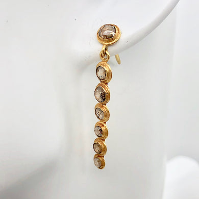 Solid 18K Natural, Untreated 14 Mine-Cut Or Rose Cut Diamond Earrings 6523 - PremiumBead Primary Image 1