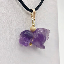 Load image into Gallery viewer, Amethyst Lion Pendant Necklace | Semi Precious Stone Jewelry | 14k Pendant - PremiumBead Alternate Image 7
