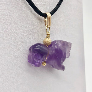 Amethyst Lion Pendant Necklace | Semi Precious Stone Jewelry | 14k Pendant - PremiumBead Alternate Image 7