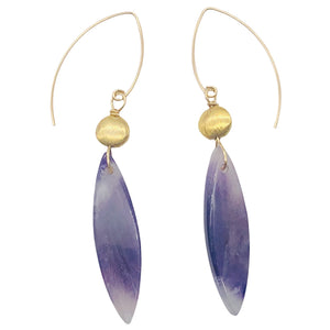 Sodalite 14K Gold Filled Teardrop Earrings| 2 3/4" Long | Purple/White| 1 Pair |