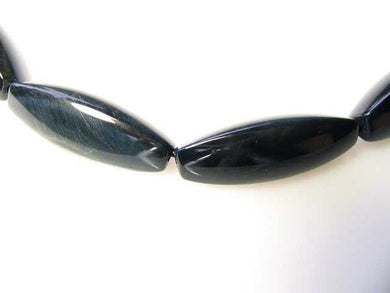 2 Natural Dark Blue Tigereye 3-Sided Rice Beads 004929 - PremiumBead Primary Image 1