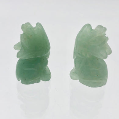 Howling New Moon 2 Carved Aventurine Wolf / Coyote Beads | 22x12x7.5mm | Green - PremiumBead Primary Image 1