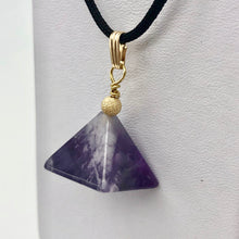 Load image into Gallery viewer, Amethyst Pyramid Pendant Necklace | Semi Precious Stone Jewelry | 14k Pendant - PremiumBead Alternate Image 6
