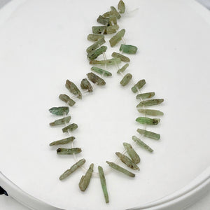 Kyanite Natural Crystal Pendant Bead Strand | 15x4x6 to 32x3x7mm| Green | 40 Bd|