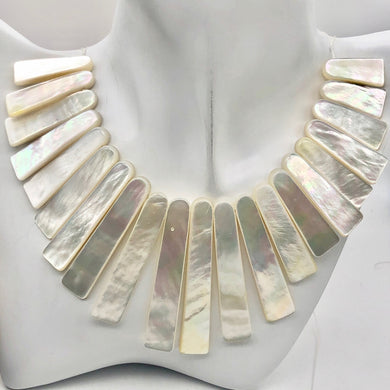Designer! Mother of Pearl Shell Slab Collar Strand | 21 beads | - PremiumBead Primary Image 1