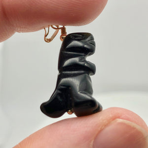 Black Obsidian T- Rex Pendant Necklace|Semi Precious Jewelry| 14k gf Pendant | - PremiumBead Alternate Image 6