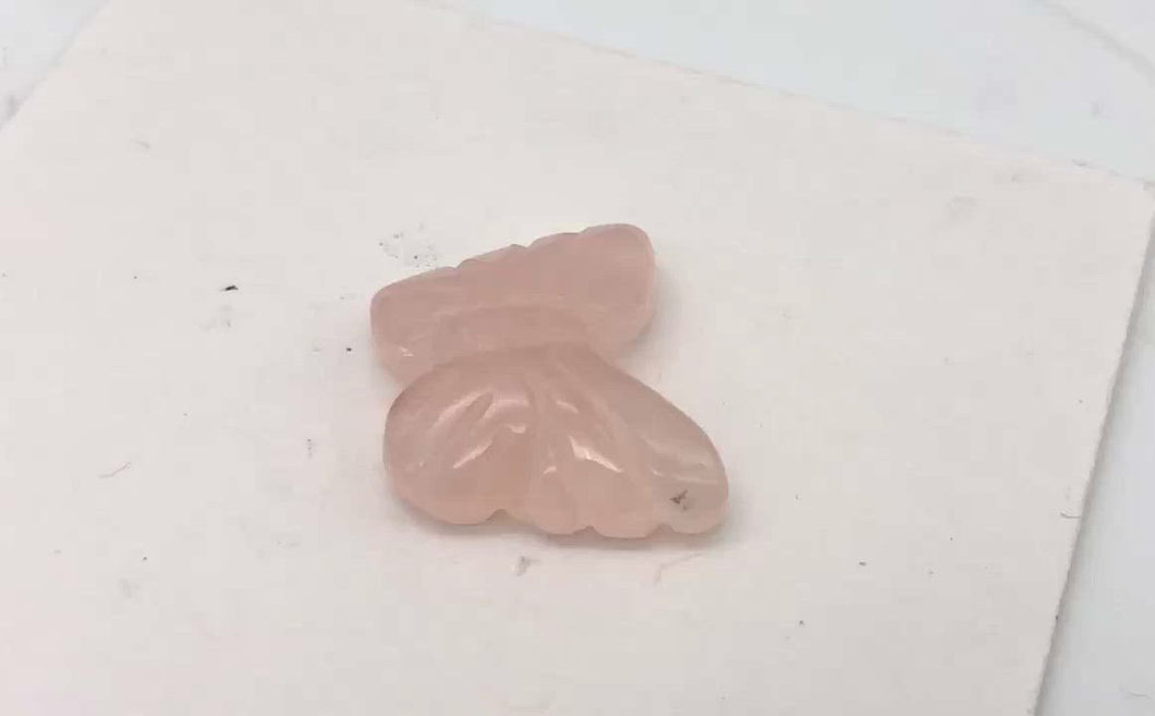 Fluttering Rose Quartz Butterfly Figurine/Worry Stone | 21x18x7mm | Pink