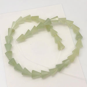Delicate Carved New Jade Cone Shaped Beads | 12x10mm | 7 Beads |