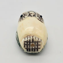 Load image into Gallery viewer, Wise Owl Carved Bone 25x15x10mm Bead 10746 | 25x15x10mm | Cream, Blue and Black - PremiumBead Alternate Image 3
