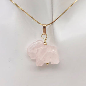 Trumpeting Elephant in Rose Quartz & 14K Gold Filled Pendant 508570G - PremiumBead Alternate Image 10