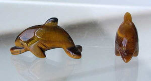 Jumping Two Carved Tigereye Dolphin Beads | 25x11x8mm | Golden Brown - PremiumBead Primary Image 1