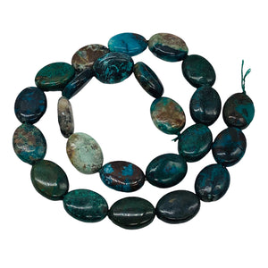 Natural Chrysocolla 16x12mm Oval Bead Strand 110423