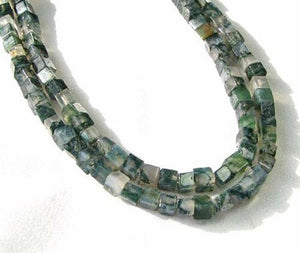 Exquisite Natural Moss Agate 4mm Cube Bead Strand 109471 - PremiumBead Primary Image 1