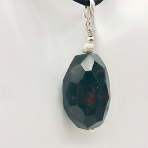 Hand Made Bloodstone Focal Pendant with Sterling Silver Findings | 1 3/4" Long - PremiumBead Alternate Image 6