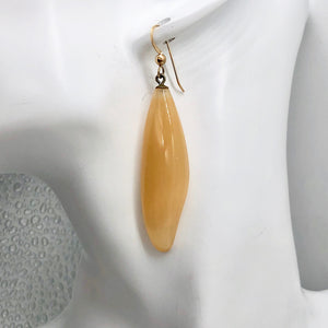 Moonstone 14K Gold Filled Dangle Earrings | 2 1/2" Long | Peach | 1 Pair |