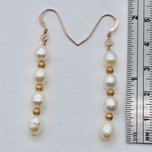 Load image into Gallery viewer, Faceted Pearl 14K Rose Gold Filled Dangle Earrings | 2&quot; Long | White | 1 Pair |
