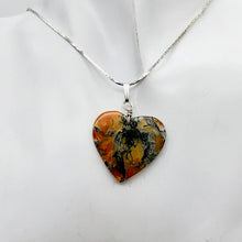 Load image into Gallery viewer, Limbcast Agate Valentine Heart Silver Pendant | 1 1/2 Inch Long | Orange/Green | - PremiumBead Alternate Image 4
