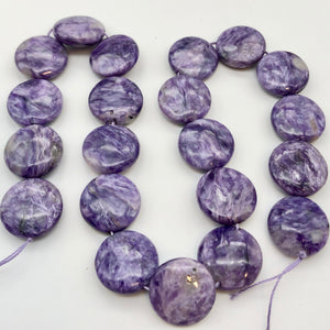 Three Beads of Rare Purple Charoite 16x6mm Coin Beads 10254 - PremiumBead Alternate Image 2