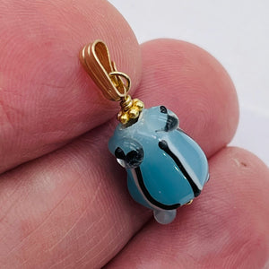 Lampwork Frog 14K Gold Filled Frog | 1" Long | Periwinkle Blue | 1 Pendant |