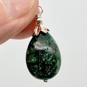 Rare Ruby Fuchsite Teardrop Shaped Sterling Silver Pendant | 1 1/4" Long