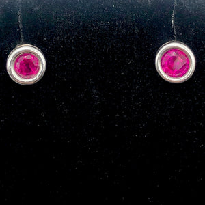 July Birthstone! Round 5mm Created Red Ruby & 925 Sterling Silver Stud Earrings - PremiumBead Alternate Image 7