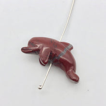 Load image into Gallery viewer, 2 Carved Brecciated Jasper Jumping Dolphin Beads | 26x13.5x7.5mm | Red/Grey - PremiumBead Alternate Image 5
