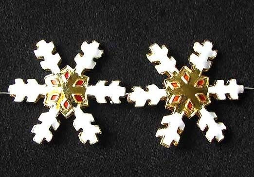 2 Golden Cloisonne Snowflake Centerpiece 30x27x4mm Beads 8638H - PremiumBead Primary Image 1