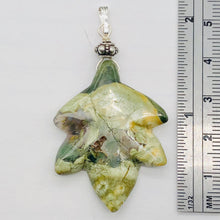 Load image into Gallery viewer, Ryolite Rain Tree Jasper Sterling Silver Leaf | 2 1/4&quot; Long | Green | 1 Pendant
