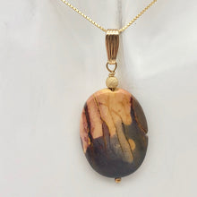 Load image into Gallery viewer, Ancient Forests Mookaite 30x20mm Oval 14k Gold Filled Pendant, 2 inches 506765B - PremiumBead Alternate Image 4
