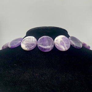 Chevron Amethyst Round Coin Stone | 30x7mm | Purple White | 6 Bead(s)