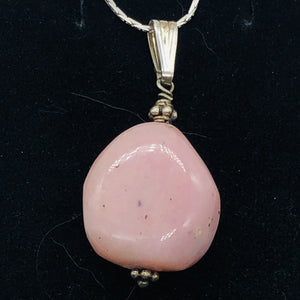 Peruvian Opal Sterling Silver Drop Pendant | 1 1/2" Long | Pink | 1 Pendant |